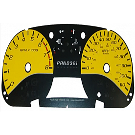 US Speedo Gauge Face Overlay - Yellow Daytime Color/ Black Letter Color - COL0513