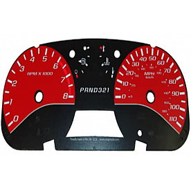 US Speedo Gauge Face Overlay - Red Daytime Color/ White Letter Color - COL0515