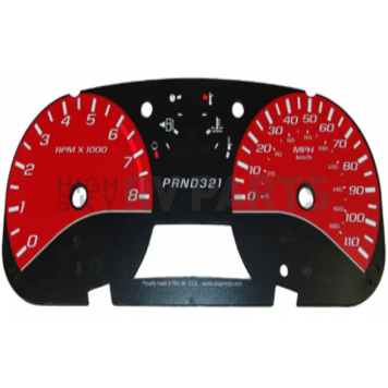 US Speedo Gauge Face Overlay - Red Daytime Color/ White Letter Color - COL0515