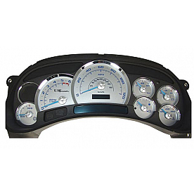 US Speedo Gauge Face Overlay - Silver Daytime Color/ White Letter Color - SSTAC00