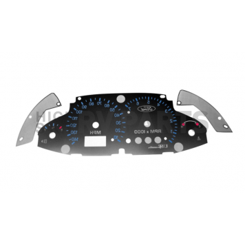 US Speedo Gauge Face Overlay - Silver Daytime Color/ Blue Letter Color - SSF03B