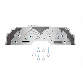US Speedo Gauge Face Overlay - Silver Daytime Color/ Blue Letter Color - SSF07B