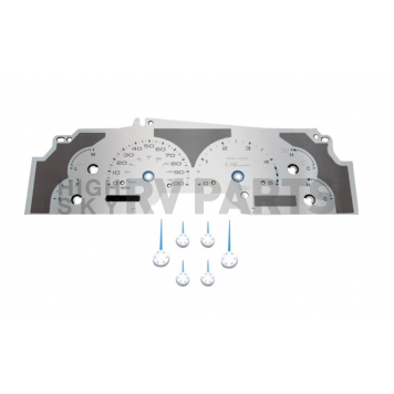 US Speedo Gauge Face Overlay - Silver Daytime Color/ Blue Letter Color - SSF07B