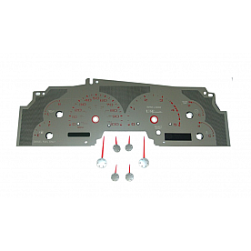 US Speedo Gauge Face Overlay - Silver Daytime Color/ Red Letter Color - SSF07R