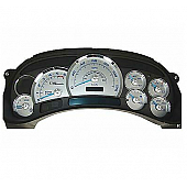 US Speedo Gauge Face Overlay - Silver Daytime Color/ White Letter Color - SSF07W