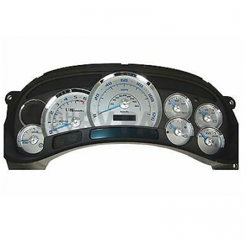 US Speedo Gauge Face Overlay - Silver Daytime Color/ White Letter Color - SSF07W