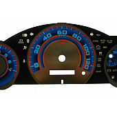 US Speedo Gauge Face Overlay - Silver Daytime Color/ Blue Letter Color - SSFJ02B