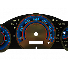 US Speedo Gauge Face Overlay - Silver Daytime Color/ Blue Letter Color - SSFJ02B