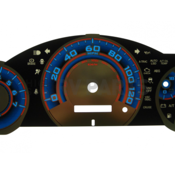 US Speedo Gauge Face Overlay - Silver Daytime Color/ Blue Letter Color - SSFJ02B