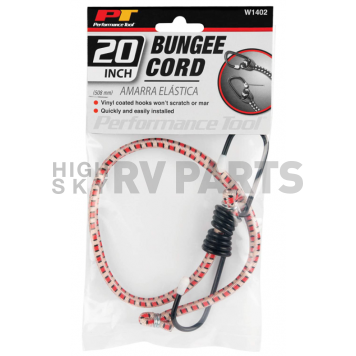 Performance Tool Bungee Cord Rubber Black 20 Inch - W1402-1