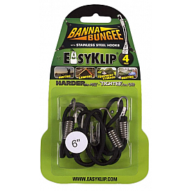 EasyKlip Bungee Cord Black Four 6 Inch Length - 49061SS