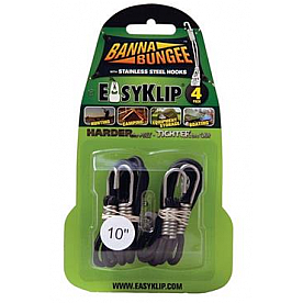 EasyKlip Bungee Cord Black Four 10 Inch Length - 49101SS