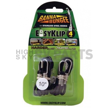 EasyKlip Bungee Cord Black Four 10 Inch Length - 49101SS