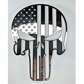 American Car Craft Emblem - American Pride Patriot Skull Silver/ Black Stainless Steel - 142068