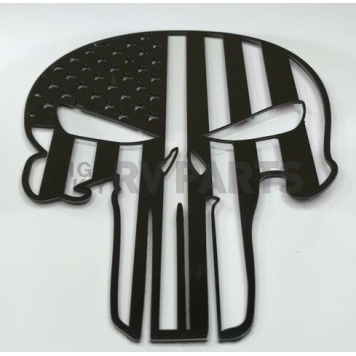 American Car Craft Emblem - American Pride Patriot Skull Silver/ Black Stainless Steel - 142068-1