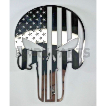 American Car Craft Emblem - American Pride Patriot Skull Silver/ Black Stainless Steel - 142068