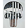 American Car Craft Emblem - American Pride Patriot Skull Silver/ Black Stainless Steel - 142068