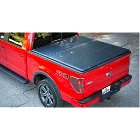 Leer Tonneau Cover Hard Folding Black Matte Powder Coated Aluminum - 132867