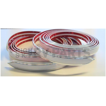 Cowles Products Side Molding - White With Silver Trim PVC Plastic Matte With Chrome Plated Trim - 2513502