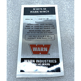 Warn Winch Label - 37489