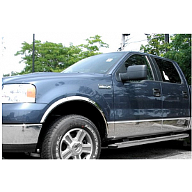 B & I Fender Rocker Panel Molding - Chrome Plated Steel Silver Set of 14 - 20467