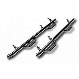 N-Fab Nerf Bar - Truck Wheel to Wheel Black Gloss Textured Powder Coated Steel Round Tube - N1689QC