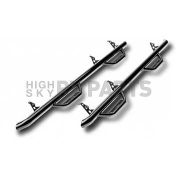 N-Fab Nerf Bar - Truck Wheel to Wheel Black Gloss Textured Powder Coated Steel Round Tube - N1689QC