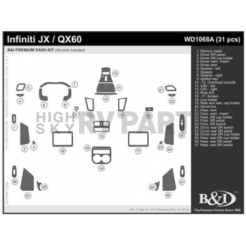B & I Fender Dash Panel Trim WD1068ADET