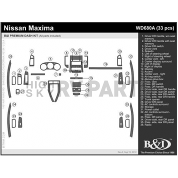 B & I Fender Dash Panel Trim WD680ASDB