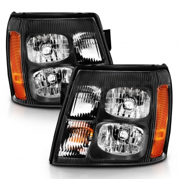 CADILLAC ESCALADE 03-06 CRYSTAL HEADLIGHTS BLACK AMBER - 111423