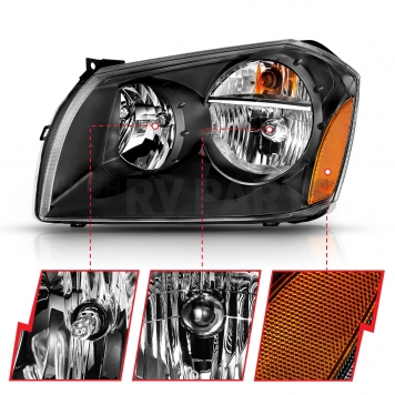 DODGE MAGNUM 05-07 CRYSTAL HEADLIGHT BLACK - 111425-3