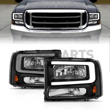 ANZO USA FORD EXCURSION 00-04 / SUPER DUTY 99-04 CRYSTAL PLANK STYLE HEADLIGHTS BLACK - 111549-5