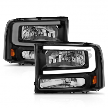 ANZO USA FORD EXCURSION 00-04 / SUPER DUTY 99-04 CRYSTAL PLANK STYLE HEADLIGHTS BLACK - 111549