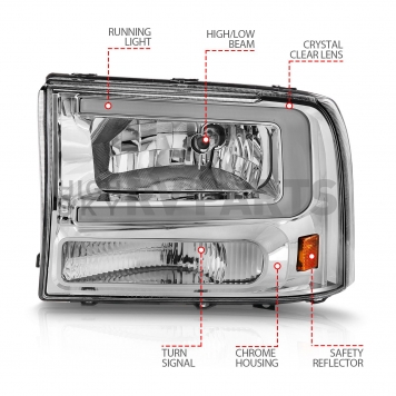 ANZO USA FORD EXCURSION 00-04 / SUPER DUTY 99-04 CRYSTAL PLANK STYLE HEADLIGHTS CHROME- 111550-2