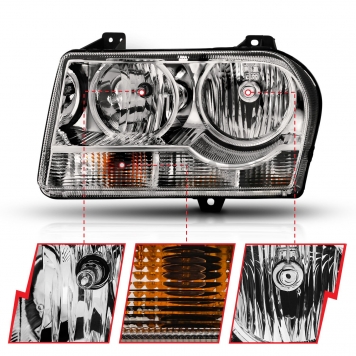 ANZO USA CHRYSLER 300 05-10 CRYSTAL HEADLIGHTS CHROME (FOR HALOGEN MODELS ONLY) - 121529-1