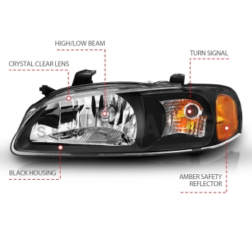 ANZO USA NISSAN SENTRA 00-02 CRYSTAL HEADLIGHTS BLACK - 121536-1