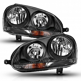 ANZO USA VOLKSWAGEN JETTA 05.5-10 / RABBIT/GTI 06-09 CRYSTAL HEADLIGHT BLACK (FOR HALOGEN MODELS) - 121542