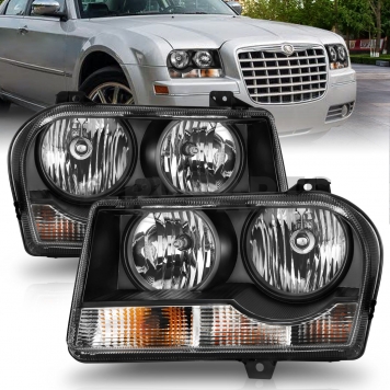 ANZO USA CHRYSLER 300 05-10 CRYSTAL HEADLIGHTS BLACK (FOR HALOGEN MODELS ONLY) - 121544-4