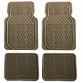 American Auto Accessories Floor Mat - Universal Fit Tan Rubber 4 Pieces - FS1943