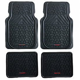 American Auto Accessories Floor Mat - Universal Fit Black Rubber 4 Pieces - FS1945