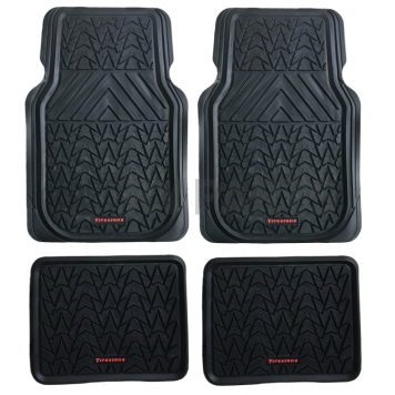 American Auto Accessories Floor Mat - Universal Fit Black Rubber 4 Pieces - FS1945
