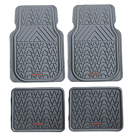 American Auto Accessories Floor Mat - Universal Fit Gray Rubber 4 Pieces - FS1948