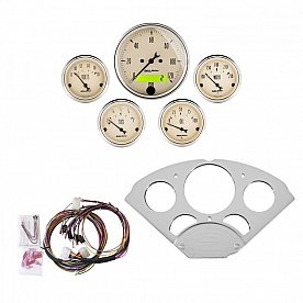 AutoMeter 5 Piece Gauge Panel Kit for Chevy Car 1955-56 - Antique Beige - 7033-AB