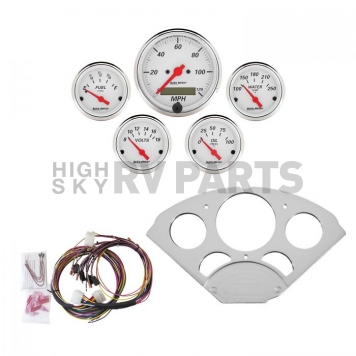AutoMeter 5 Piece Gauge Panel Kit  for Chevy Car 1955-56 - Arctic White - 7033-AW