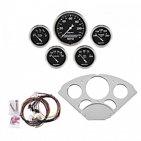 AutoMeter 5 Piece Gauge Panel Kit for Chevy Car 1955-56 - Old Tyme Black - 7033-OTB