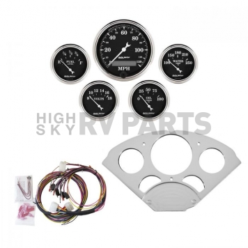 AutoMeter 5 Piece Gauge Panel Kit for Chevy Car 1955-56 - Old Tyme Black - 7033-OTB