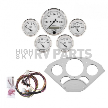 AutoMeter 5 Piece Gauge Panel Kit for Chevy Car 1955-56 - Old Tyme White - 7033-OTW