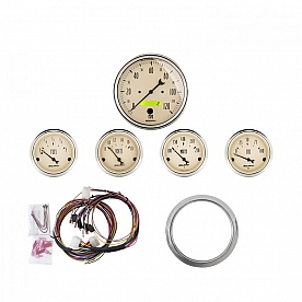 AutoMeter 5 Piece Gauge Panel Kit for Chevy Car 1959-60 - Antique Beige - 7034-AB