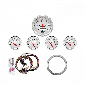 AutoMeter 5 Piece Gauge Panel Kit for Chevy Car 1959-60 - Arctic White - 7034-AW