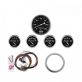 AutoMeter 5 Piece Gauge Panel Kit for Chevy Car 1959-60 - Old Tyme Black - 7034-OTB